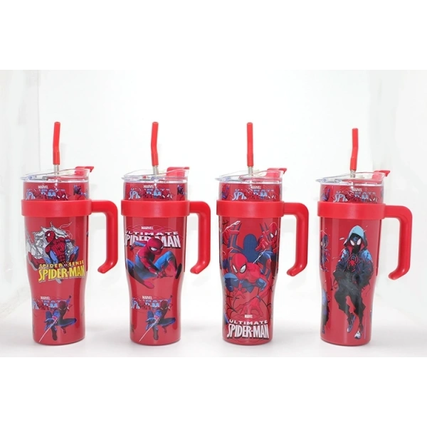 Sevimli Spiderman Pipetli Termos & Suluk Alk4713