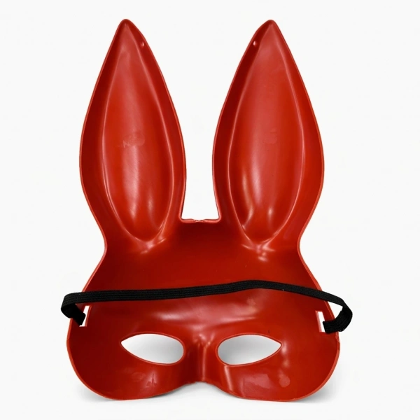 Uzun Kulaklı Kırmızı Lüks Tavşan Maskesi