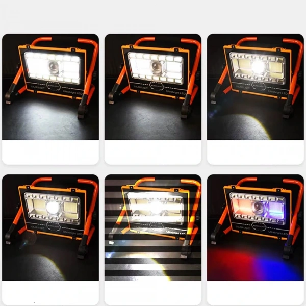 Wt-734 P70 Led Solar Panel Şarjlı Taşınabilir Projektör (176 Smd + Yan Led)