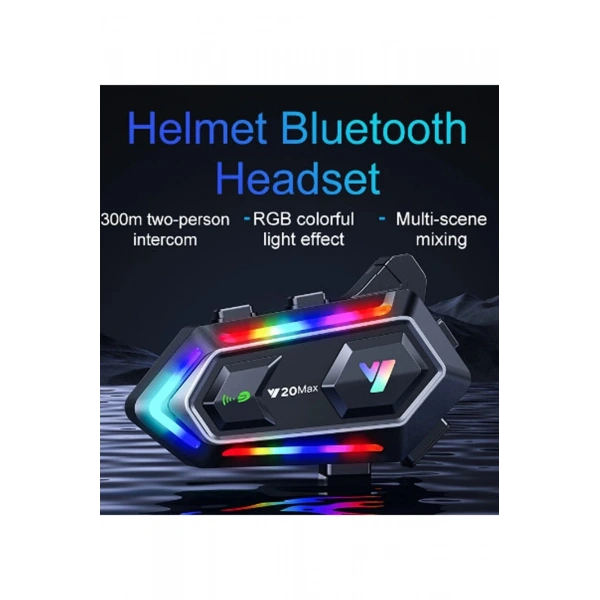Y20 Max Motosiklet Bluetooth 5.3 Kask Intercom 2 Kişi 300 Metre Eşleşme Özellikli