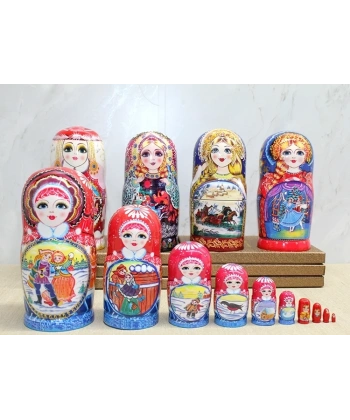 10lu Ahşap Matruşka Seti Alk4389