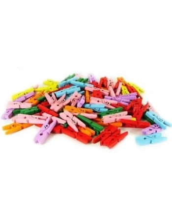 100lü Renkli Ahşap Mandal 2.5cm (12li Paket-1200 Adet)