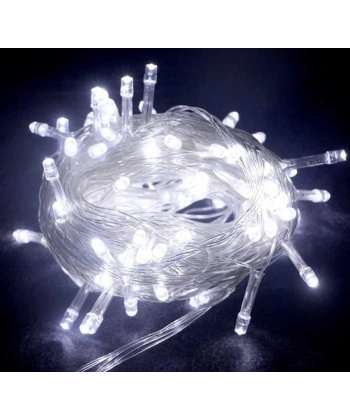 10m 100 Led Boncuk Lamba Beyaz Işık Şeffaf Kablo Mz-18-11