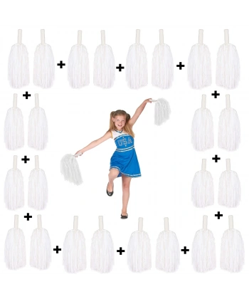 12 Çift ( 24 Adet ) Beyaz Renk 23 Nisan 19 Mayıs 29 Ekim Okul Gösteri Ponponları