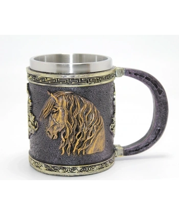 3d Kabartmalı At Büstü Paslanmaz Çelik Kupa Bardak Alk4473