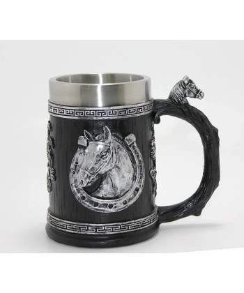 3d Kabartmalı At Büstü Paslanmaz Çelik Kupa Bardak Alk4475
