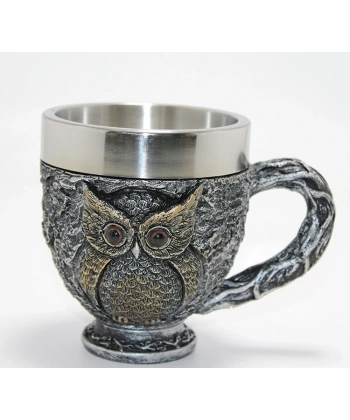 3d Kabartmalı Baykuş Büstü Paslanmaz Çelik Kupa Bardak Alk4482