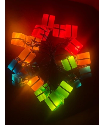 4 Metre 20 Led Pilli 2 Kademeli Hediye Kutusu Yılbaşı Ağacı Süsü Led Işık Mz-2