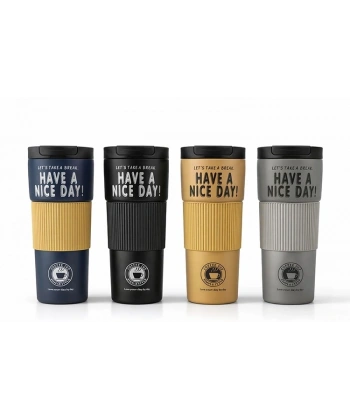 600 Ml Have A Nice Day 600 Ml Çift Katmanlı Paslanmaz Çelik Termos Mug Alk4624