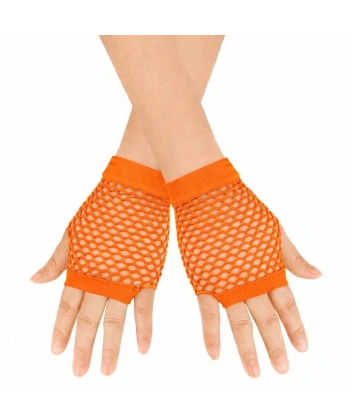 80’ler 90’lar Retro Neon Turuncu File Parmaksız Kısa Eldiven 11 Cm