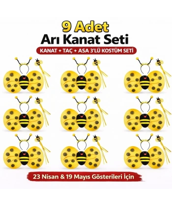 9’lu Arı Kostüm Seti – Kanat Taç Asa