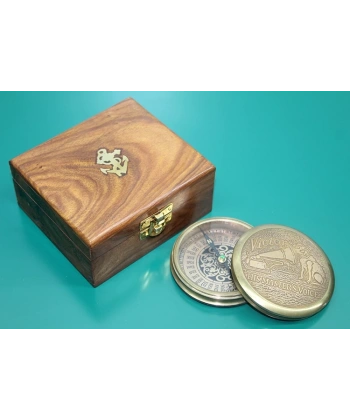 Ahşap Kutulu Pirinç Pusula 16222