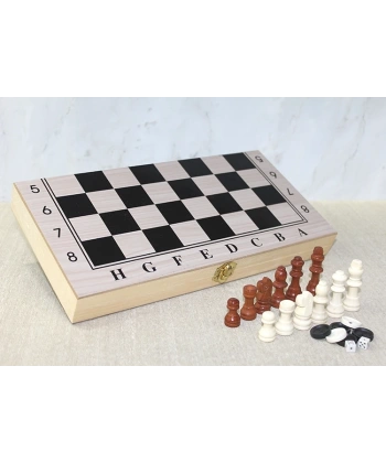 Ahşap Kutulu Satranç Ve Tavla Seti Alk4022