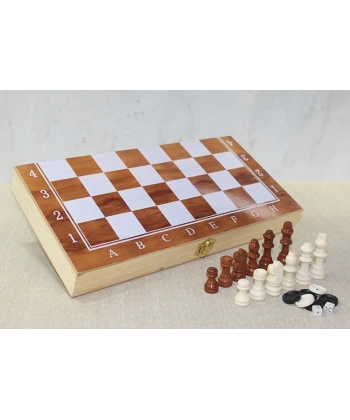 Ahşap Kutulu Satranç Ve Tavla Seti Alk4023