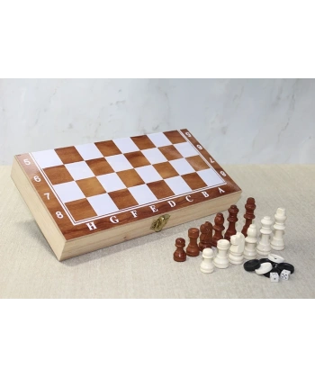 Ahşap Kutulu Satranç Ve Tavla Seti Alk4024