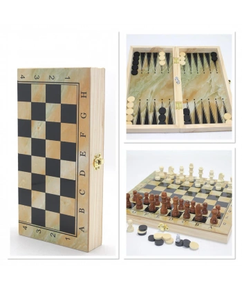 Ahşap Kutulu Satranç Ve Tavla Seti Alk4219