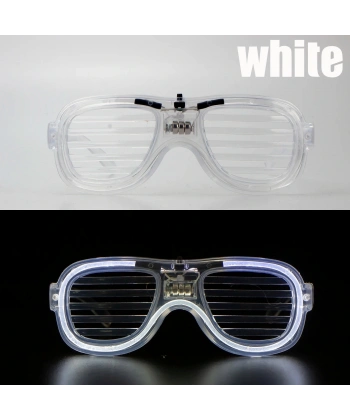 Beyaz Led Işıklı Parti Gözlüğü - Neon Glow Şerit Gözlük 3 Modlu