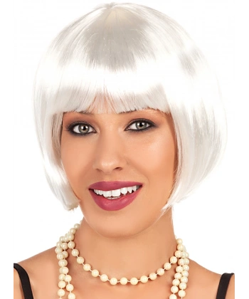 Beyaz Renk Parti Peruğu Kısa Küt Saç