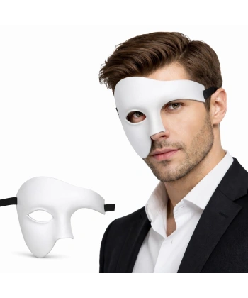 Beyaz Yarım Erkek Maske – Phantom Parti  Balo Maskesi