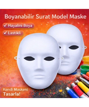 Boyanabilir Surat Model Maske – Lastikli | Kendin Tasarla