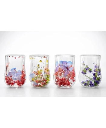 Çift Camlı Çiçekli Bardak Alk4470