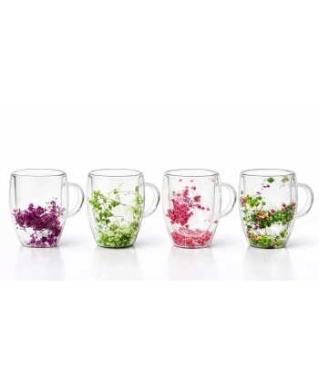 Çift Camlı Çiçekli Kupa Bardak Alk4468