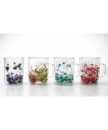 Çift Camlı Çiçekli Kupa Bardak Alk4469