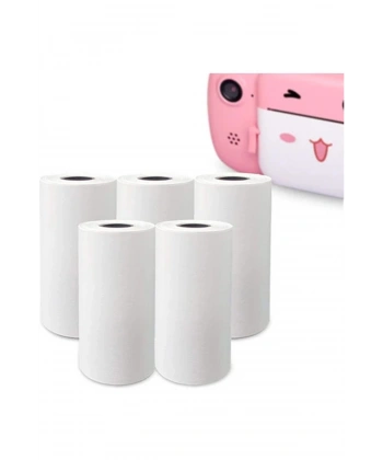 Çocuk Kamera Baskı Kağıdı, 5’li Rulo 57x25mm Çekirdekli Fotoğraf Baskı Termal Kağıt Rulo