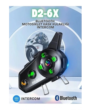 D2-6x 1000m Mesafeli 6 Kanallı İntercom Bluetooth Motosiklet Kask Kulaklığı İntercom Kulaklık