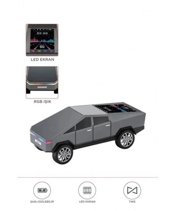 D68 Cyber Model Araba Tasarımlı Bluetooth Hoparlör 15w Güçlü Ses Rgb Led /tws/usb Gri