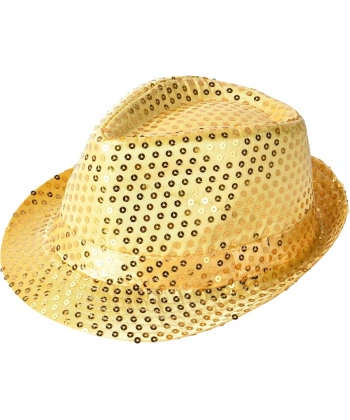 Disko  Altın Gold Payetli Fötr Şapka Yetişkin Boy