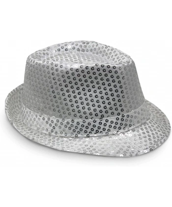 Disko  Gümüş Payetli Fötr Şapka Yetişkin Boy