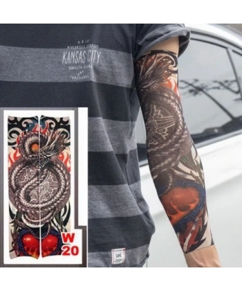 Giyilebilir Kol Dövmesi Çorap Dövme 3d Baskılı Kol Bacak Dövme 2 Adet Model 7