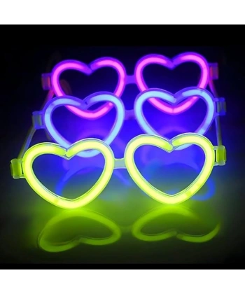 Glow Kalpli Fosforlu Gözlük 6’lı Renkli Set – Neon Parti