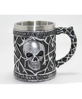 Gotik Kurukafa 3d Kabartmalı Paslanmaz Çelik Kupa Bardak Alk4380