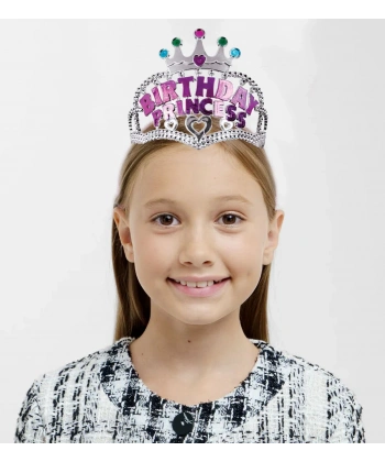 Gümüş Renk Taç Üzeri Pembe Birthday Prenses Yazılı Çocuk Parti Tacı 11x12 Cm