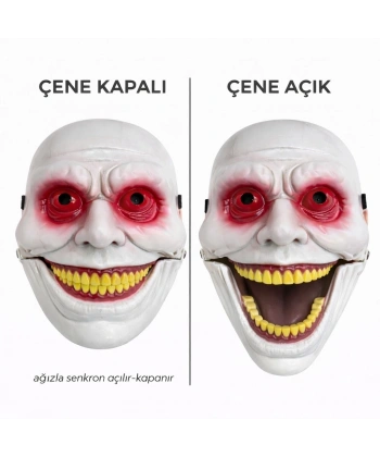 Hareketli Çene Mekanizmalı Korku Maskesi Kırmızı