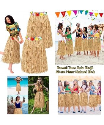 Hawaii Tarzı Hula Eteği – 60 Cm Hasır Naturel Etek