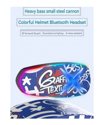 Helmet Graffiti Motor Kask Kulaklık Rgb Modlu Su Geçirmez 6.0 Bluetooth Intercom Yenı Model