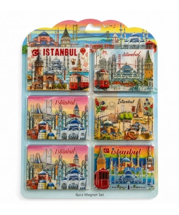 İstanbul Temalı Ahşap Buzdolapı Süsü Magnet 6lı Set Alk5808
