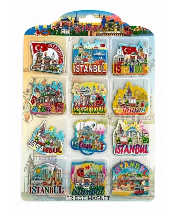 İstanbul Temalı Silikon Buzdolapı Süsü Magnet 12li Set Alk5814