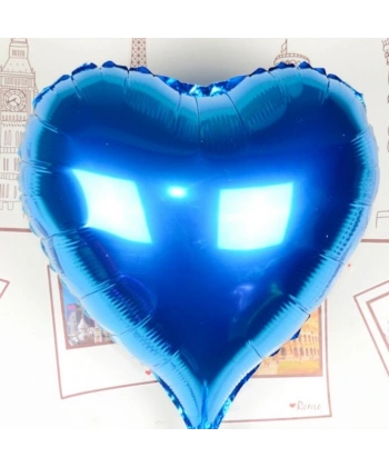 Kalp Uçan Balon Folyo Mavi 80 Cm 32 İnç
