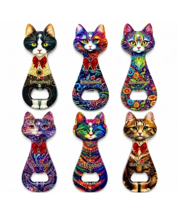 Kedi Tasarımı İstanbul Temalı Buzdolapı Süsü Magnet Alk5408