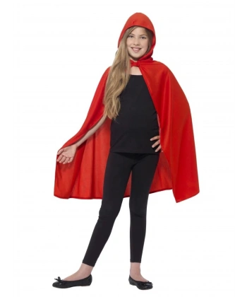 Kırmızı Renk Kapşonlu Kumaş Pelerin 90 Cm