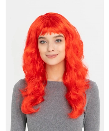 Kırmızı Renk Uzun Dalgalı Parti Peruğu