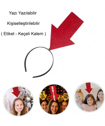 Kişiselleştirilebilir Ok Taç – Üzerine Yazı Yazılabilen Parti Tacı Kırmızı Renk