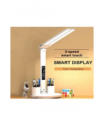 Led Dokunmatik Katlanabilir Masa Lambası Takvim Sıcaklık Saat Şarjlı Masa Lambası