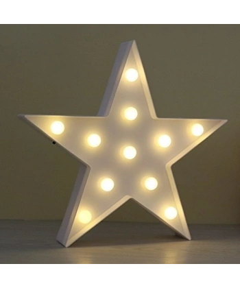 Led Işıklı Beyaz Yıldız Gece Lambası