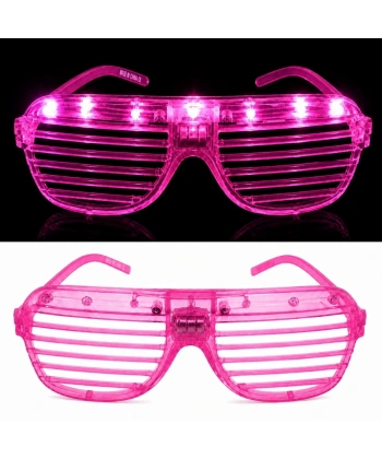 Led Işıklı Panjur Parti Gözlüğü Pembe Renk Shutter Gözlük