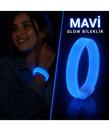 Mavi Kalın Glow Bileklik – Kırılarak Yanan Parti Ve Festival Bilekliği